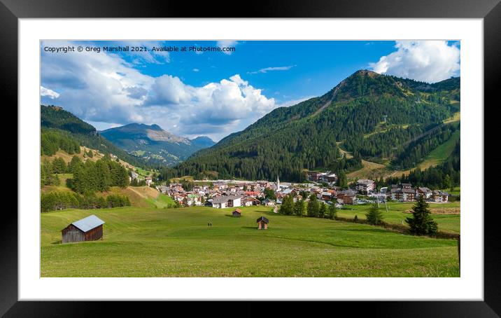 Town of Arrabba in Alta Badia region of The Dolomites Italy Framed Mounted Print by Greg Marshall