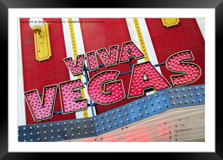 Viva Las Vegas sign dayight Framed Mounted Print by Greg Marshall