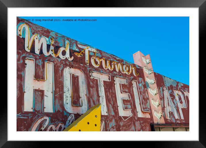 Old Hotel neon sign, Las Vegas, Nevada Framed Mounted Print by Greg Marshall