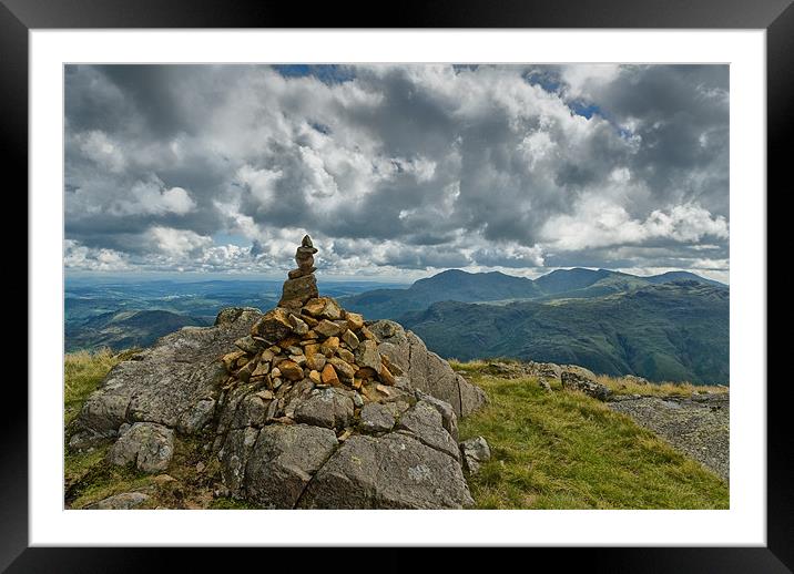 Cairn on Langdale Pikes Framed Mounted Print by Greg Marshall
