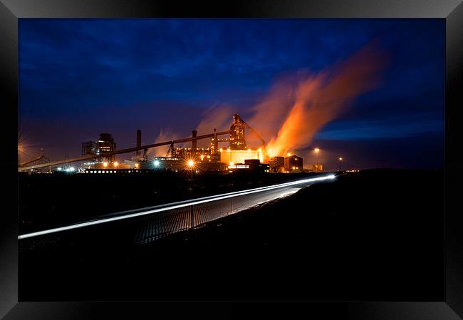Redcar Steelworks at night Framed Print by Greg Marshall