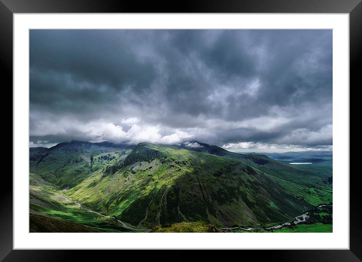 A view of The Scafells Lake District Framed Mounted Print by Greg Marshall