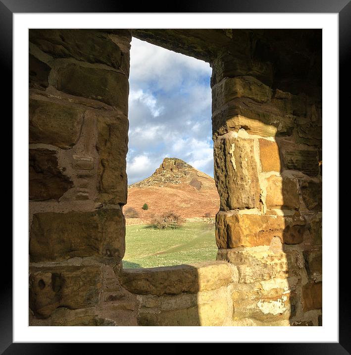  Roseberry Topping through the shooting lodge Framed Mounted Print by Greg Marshall
