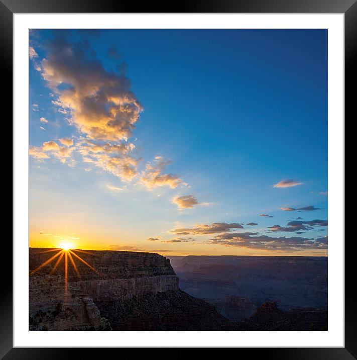 Grand Canyon Sunset starburst Framed Mounted Print by Greg Marshall