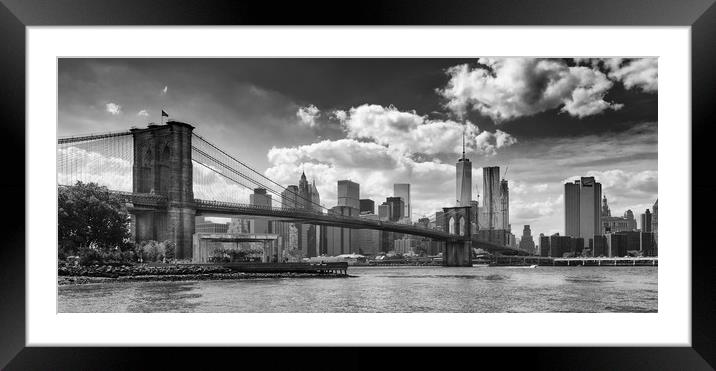 Brooklyn Bridge Manhattan Skyline from Brooklyn Framed Mounted Print by Greg Marshall