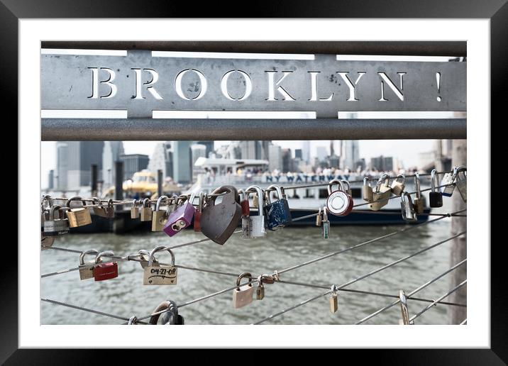 Brooklyn loves Manhattan NYC Framed Mounted Print by Greg Marshall