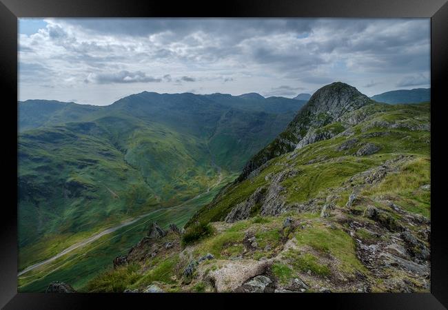 View of Pike o' Stickle and Crinkle Crags Framed Print by Greg Marshall