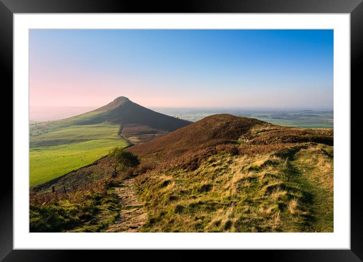 Roseberry Topping Evening glow Framed Mounted Print by Greg Marshall