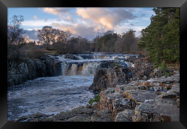 Low Force Waterfall on River Tees Framed Print by Greg Marshall
