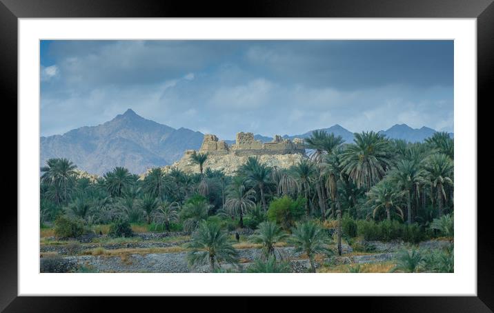 Old fort near Wadi Hoqain, Muscat, Oman Framed Mounted Print by Greg Marshall