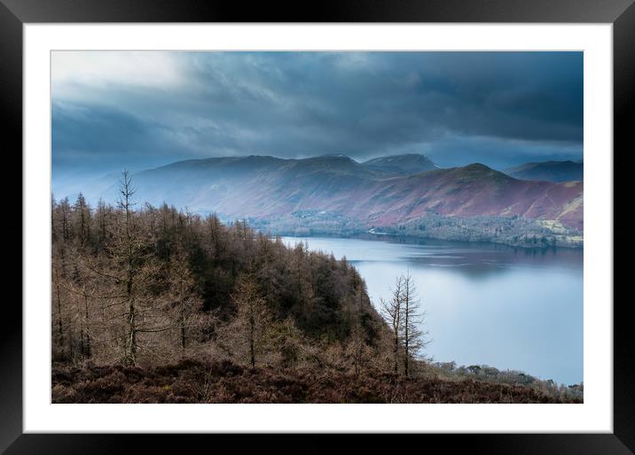 Derwentwater advancing storm clouds Lake District Framed Mounted Print by Greg Marshall