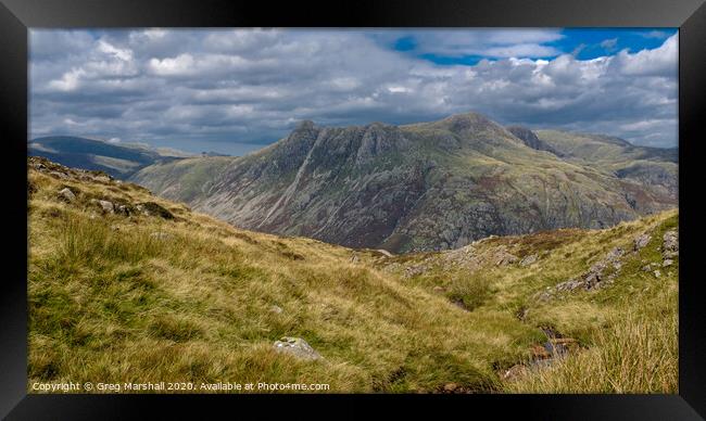 The Langdale Pikes Lake District Framed Print by Greg Marshall