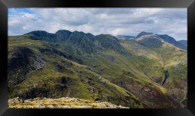 Crinkle Crags and Bowfell, Lake District Framed Print by Greg Marshall