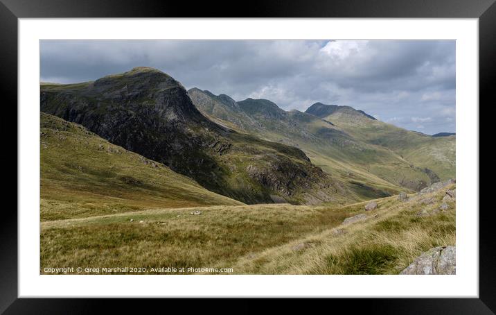 Crinkle Crags and Bow Fell, Lake District Framed Mounted Print by Greg Marshall