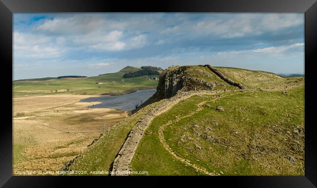 Hadrians Wall and Crag Lough Framed Print by Greg Marshall
