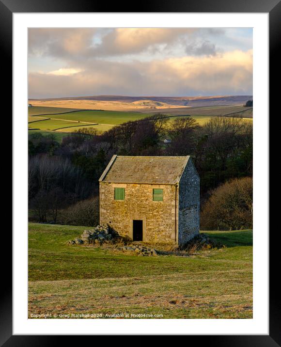 Yorkshire Barn Evening Sunset in The Pennines Framed Mounted Print by Greg Marshall