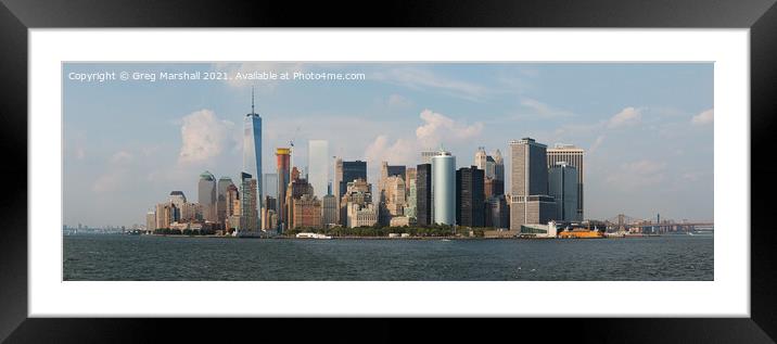 Manhattan Island, New York Framed Mounted Print by Greg Marshall