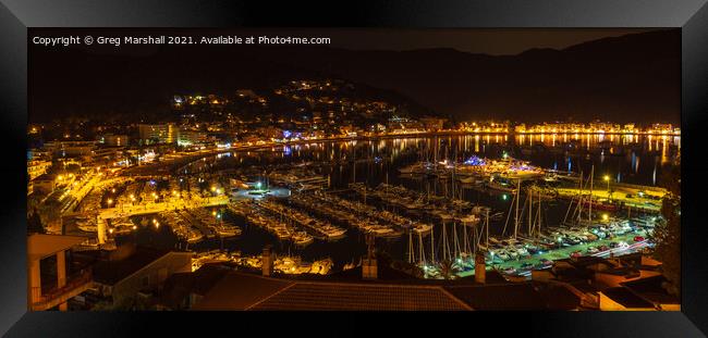 Port dé Sóller Mallorca town and marina at night  Framed Print by Greg Marshall