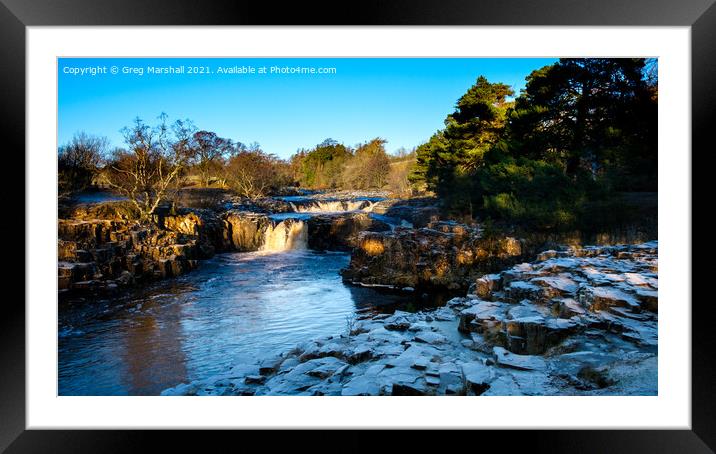 Low Force Waterfall on River Tees Winter Sunset   Framed Mounted Print by Greg Marshall