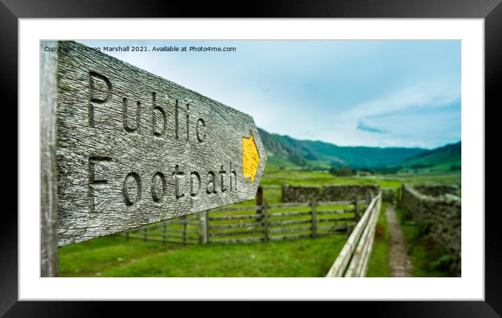 Public Footpath sign in Langdale Valley Framed Mounted Print by Greg Marshall