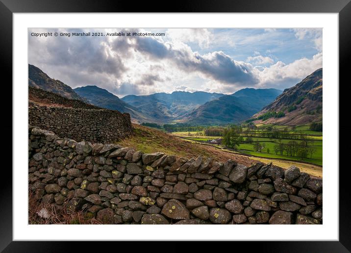 Langdale Valley in The Lake District Framed Mounted Print by Greg Marshall