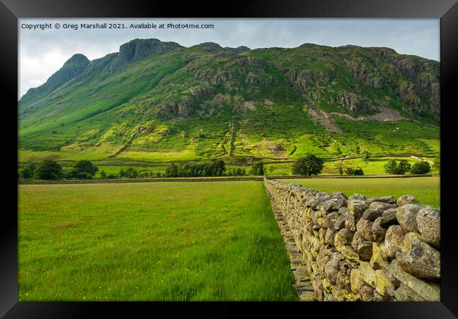 Langdale Pikes The Lake District Framed Print by Greg Marshall