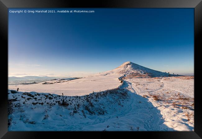 Roseberry Topping  in Winter glow Framed Print by Greg Marshall