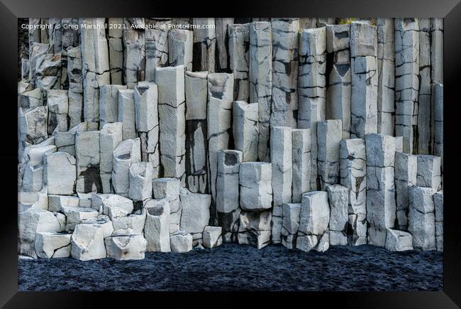 Basalt Columns at Reynisfjara Iceland Framed Print by Greg Marshall