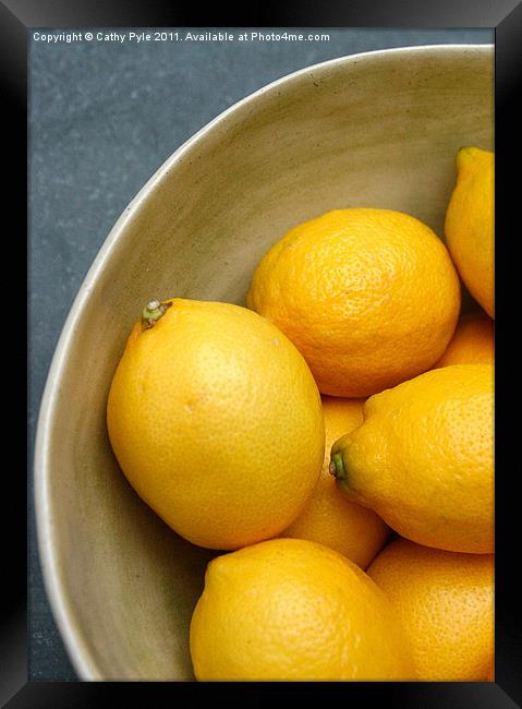 A bowl of lemons Framed Print by Cathy Pyle