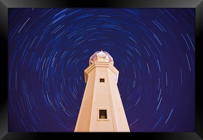 Newhaven Lighthouse Startrails Framed Print by Andrew Jack
