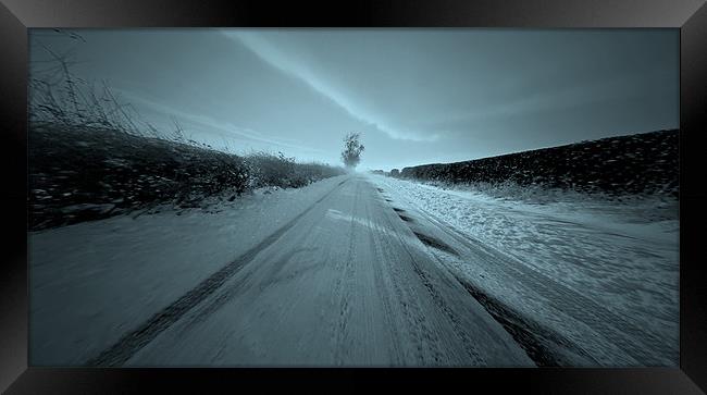 Blue snow road Framed Print by Kevin Dobie