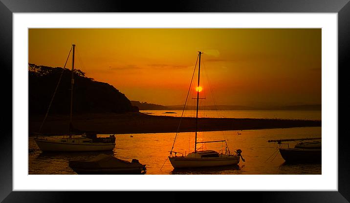 River Almond sunset Framed Mounted Print by Kevin Dobie