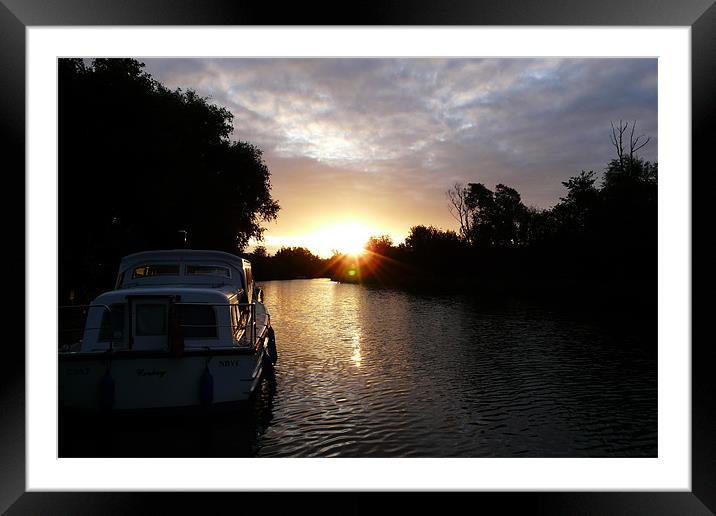 Barton Turf - Calm Water Sunrise Framed Mounted Print by Dominic Jones