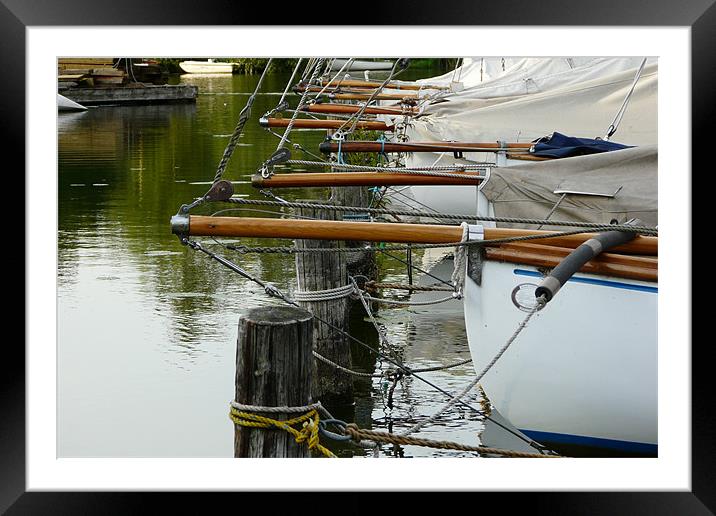 Boats Along Dock Framed Mounted Print by Dominic Jones