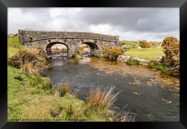 Cherry Brook Bridge Dartmoor  Framed Print by Phil Wareham