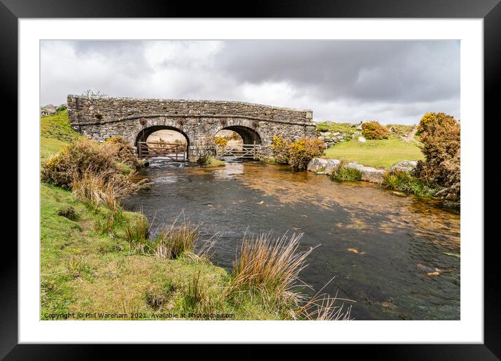 Cherry Brook Bridge Dartmoor  Framed Mounted Print by Phil Wareham