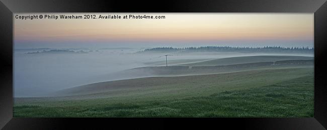 Into the mist at Sunrise Framed Print by Phil Wareham