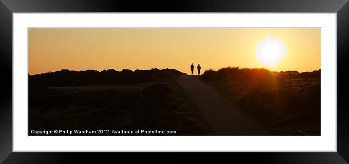 Joggers in Silhouette Framed Mounted Print by Phil Wareham