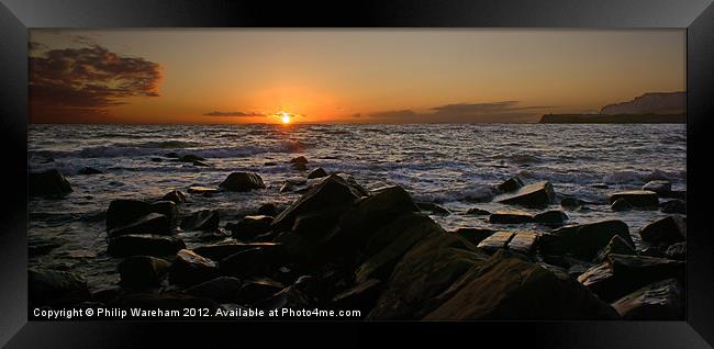 Sunset over Portland Framed Print by Phil Wareham