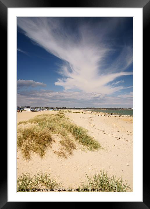 Dunes Beach Huts and Cloud Framed Mounted Print by Phil Wareham