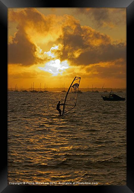 Windsurfer at Sunset Framed Print by Phil Wareham