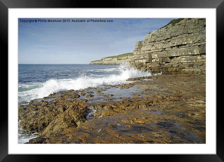 Wave on the rocks Framed Mounted Print by Phil Wareham