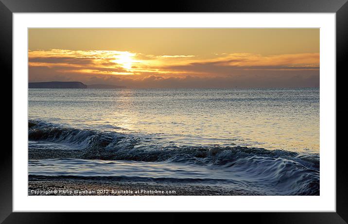 Wave and a sunrise Framed Mounted Print by Phil Wareham