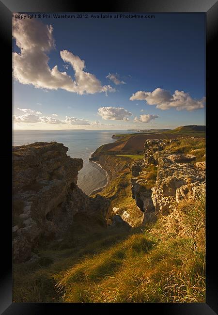 West from Houns-Tout Cliff Framed Print by Phil Wareham