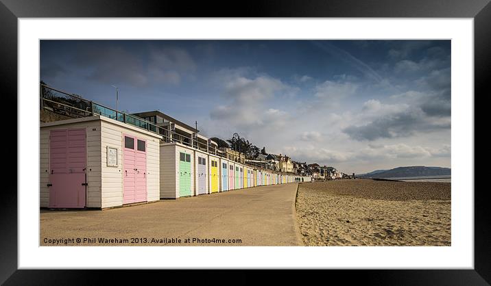 Lyme Regis Beach Huts Framed Mounted Print by Phil Wareham