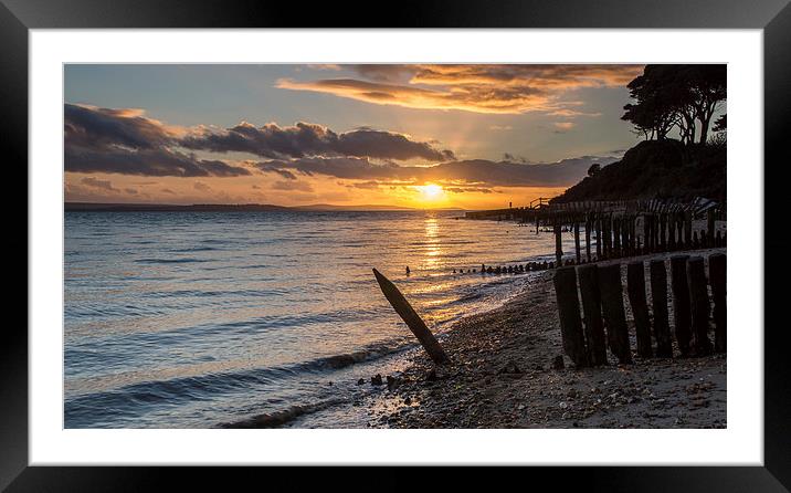 Lepe Beach at Sunset Framed Mounted Print by Phil Wareham