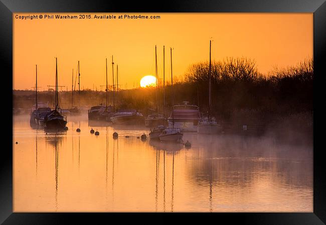  Sunrise over the moorings Framed Print by Phil Wareham