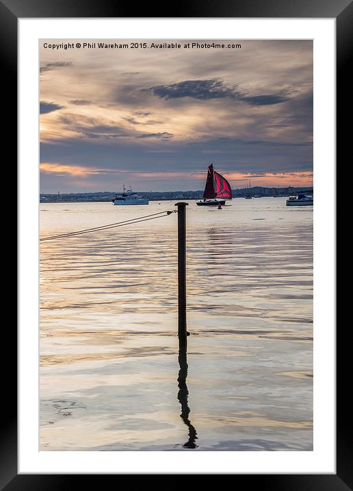  Red sail at sunset Framed Mounted Print by Phil Wareham