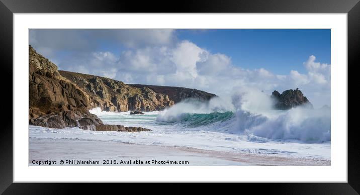 Porthcurno Waves Framed Mounted Print by Phil Wareham