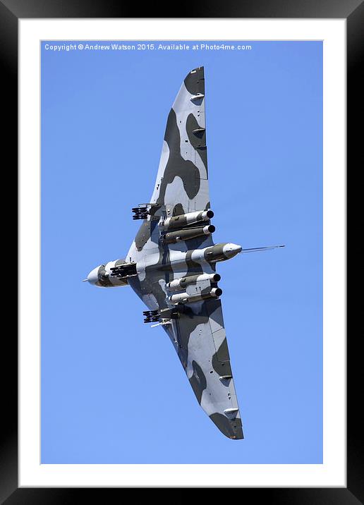  Vulcan XH558 wheels down wings up. Framed Mounted Print by Andrew Watson